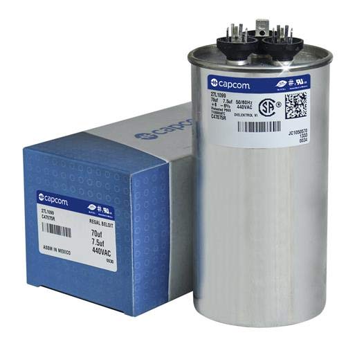 [Australia - AusPower] - Carrier P291-7074R - 70 + 7.5 uF MFD x 440 VAC Genteq Replacement Dual Capacitor Round # C47075R / 27L1099 