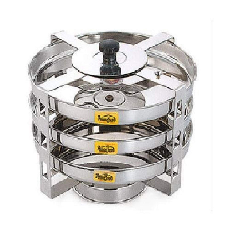 Tabakh DC-103 3-Plate Stainless Steel Dhokla Stand, Small, Silver