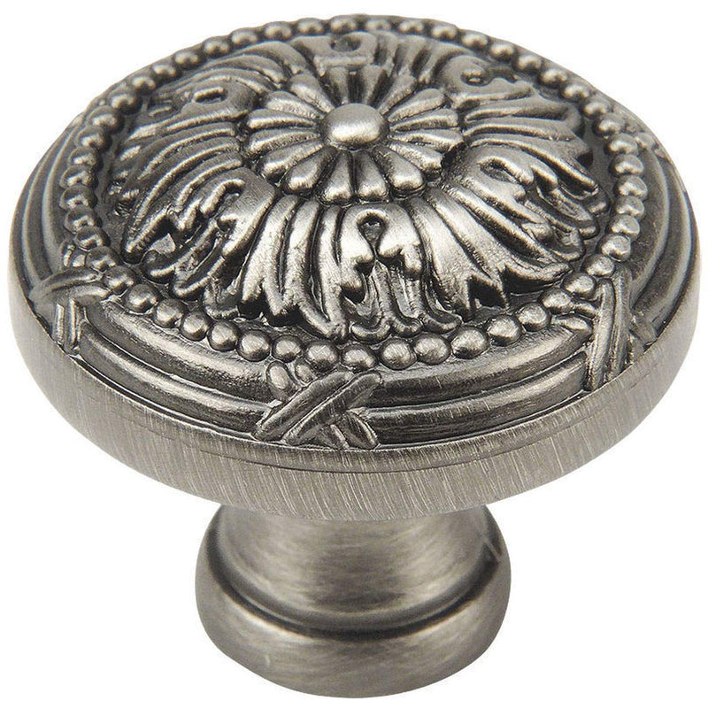 Cosmas 10 Pack 9460AS Antique Silver Cabinet Hardware Round Knob - 1-1/4" Diameter