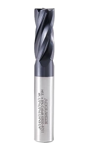 Accusize Industrial Tools M42 cobalt TiAlN square nose finishing end mill, 1/2 inch, center-cutting CNC tool
