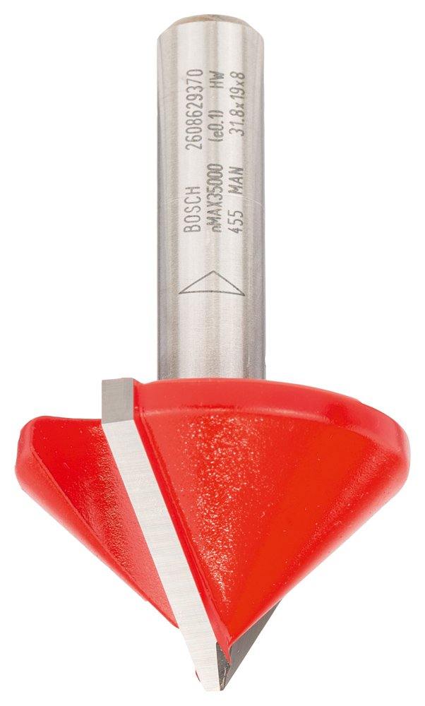 Bosch 2608629370 V-Grooving Cutter 31,8x19x8mm, Red/Silver D 31,8 mm Länge 19 mm G 51 mm