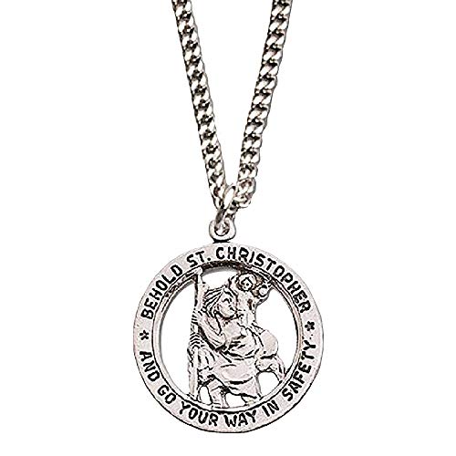 Behold Saint Christopher and Go Your Way in Safety Necklace 18" Chain Gift Boxed