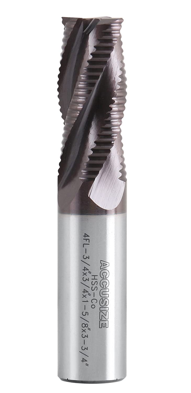 [Australia - AusPower] - Accusize Industrial Tools Standard Tooth M42 8% Cobalt Tialn Roughing End Mill, 3/4'' by 3/4'' by 1-5/8'' Flt Length, 1102-0034 3/4" Dia, 3/4" Shk Dia, 1-5/8" Flt Length 