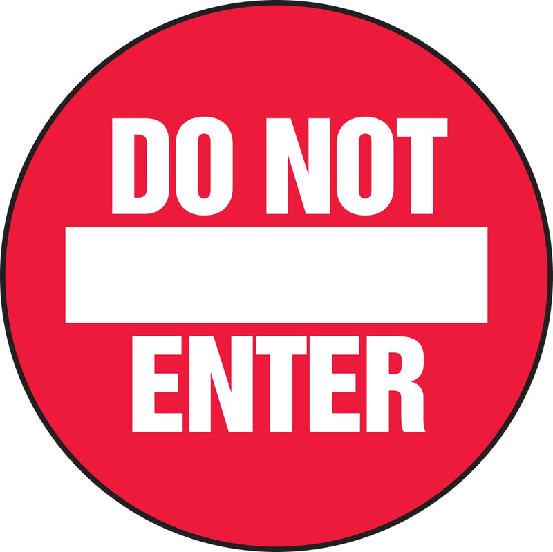 [Australia - AusPower] - Accuform MFS2517 Slip-Gard Adhesive Vinyl Round Floor Sign, Legend "DO NOT Enter", 17" Diameter, White on Red 