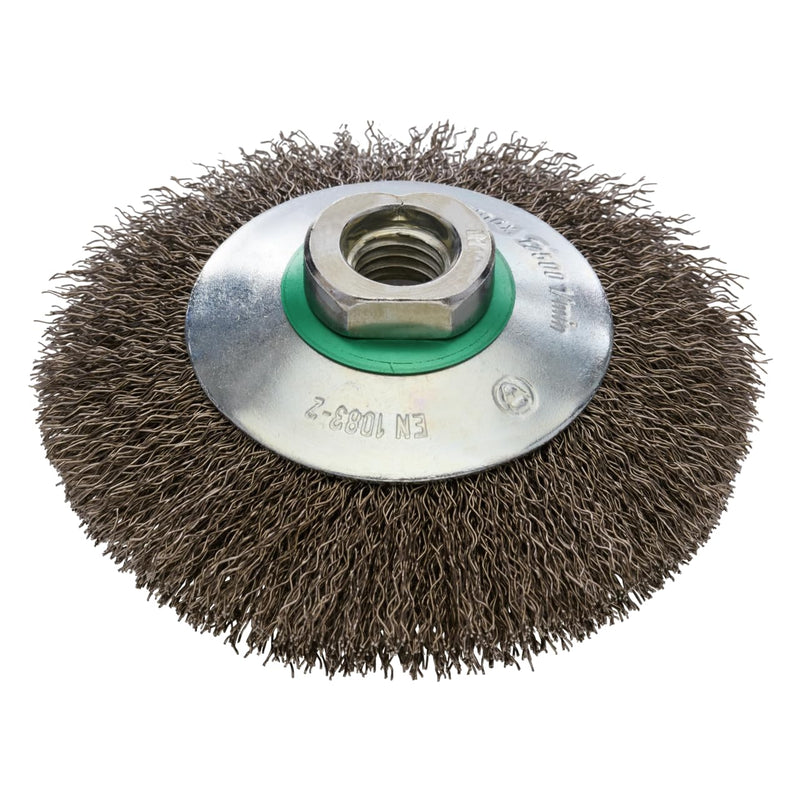 RHODIUS EKBW | 1 x Piece Diameter 100 mm Taper Brush Stainless Steel | Wavy Wire 0.3 mm, M14, Wire Brush Angle Grinder, Cleaning Brush, Steel Brush 1 x diameter 100 wavy - INOX