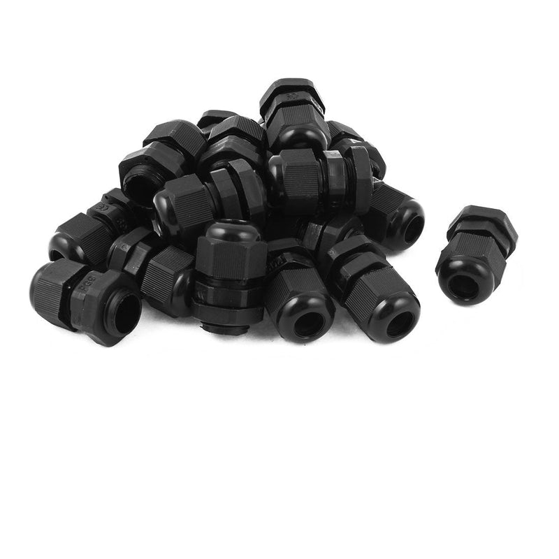 [Australia - AusPower] - uxcell 20 Pcs Black Plastic Cable Glands PG9 PG 9 Cord Grip Connectors 