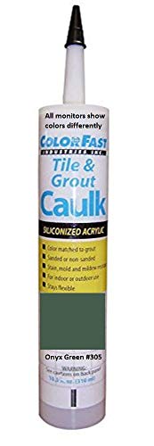 COLOR FAST Onyx Green unsanded adhesive caulk matched to Custom Building Products