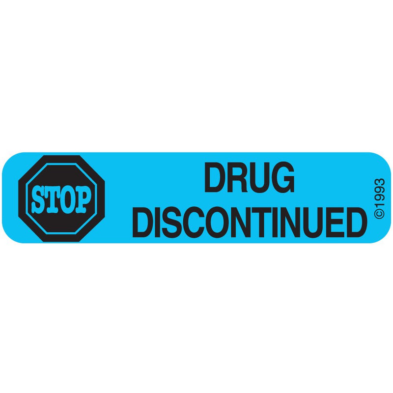 [Australia - AusPower] - 1-396 "Drug Discontinued" Permanent Paper Label, 1 9/16" x 3/8", Blue, Pack of 1000 