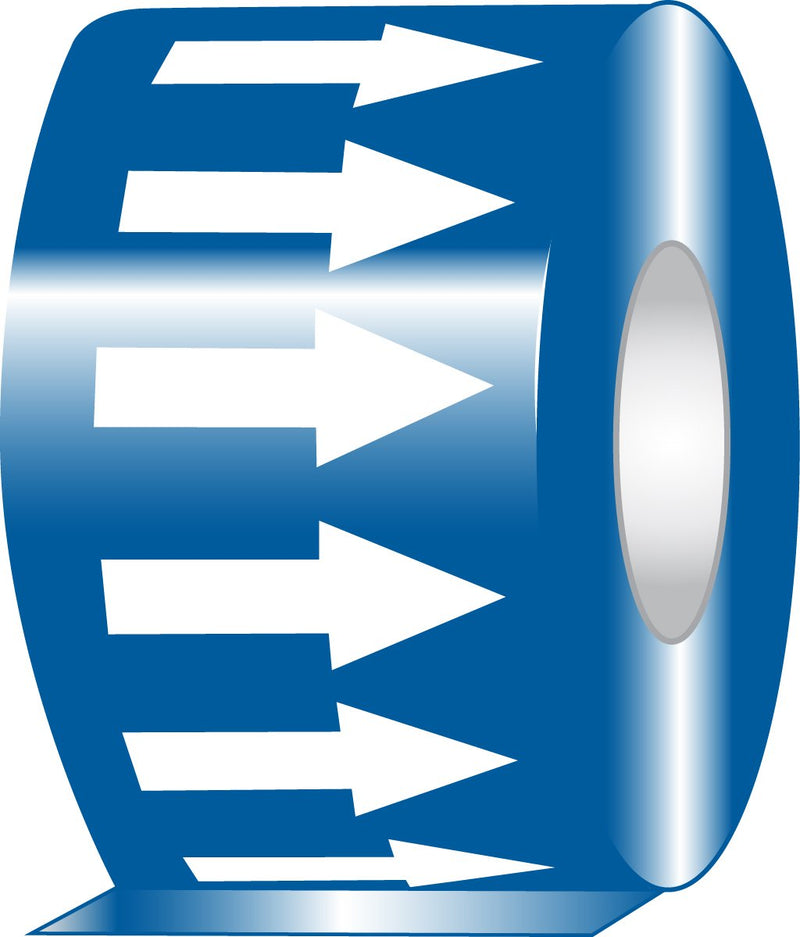 Accuform RAW254BUWT Adhesive Vinyl Directional Flow Arrow Tape, 2" Width x 54' Length x 0.006" Thickness, White/Blue