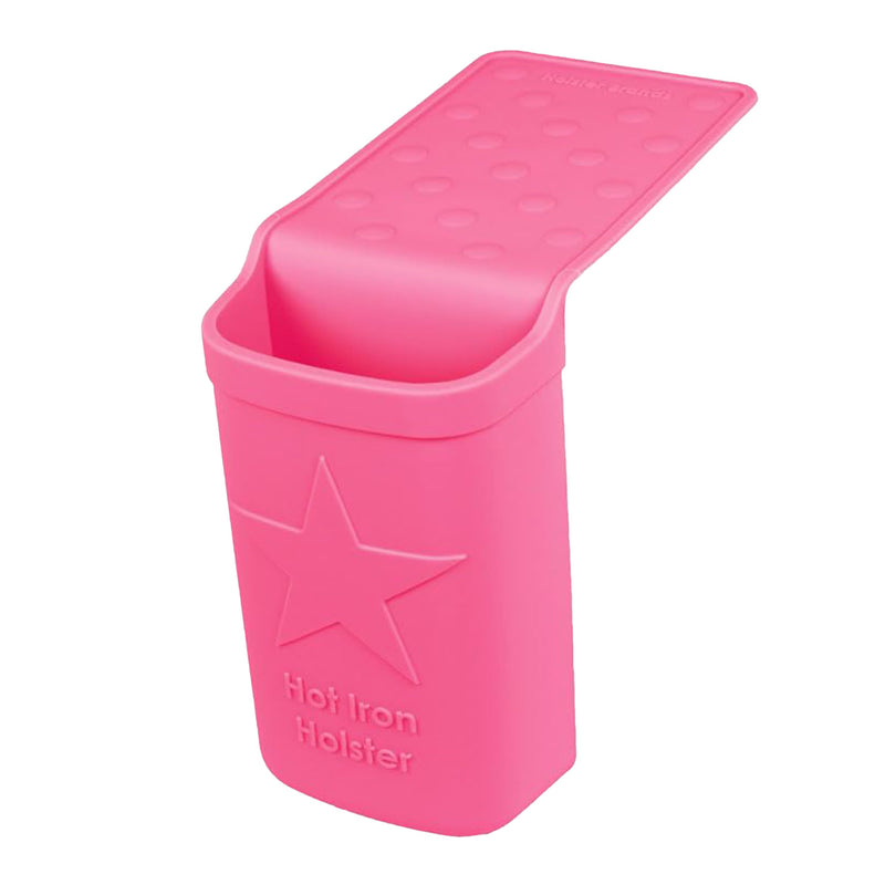 Hot Iron Holster | Adhesive-Free Silicone Storage Pocket for Organization and Travel | Heat Resistant to 500°F | Ideal for Curling Irons, Hair Straighteners, and other Hot Tools Pink