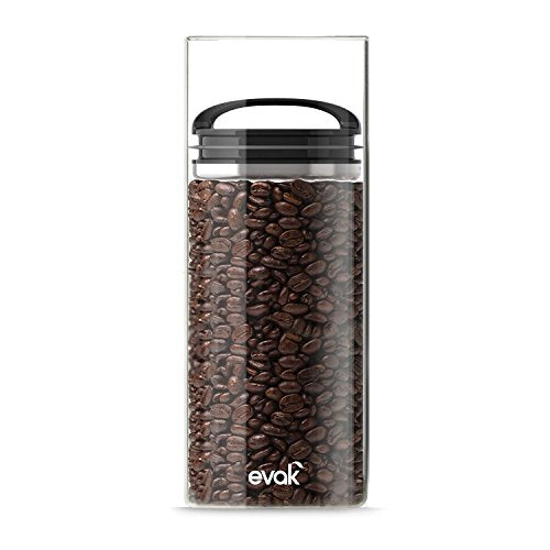 Large Prepara Evak compact glass food storage container with airtight lid, measuring 6 by 3.75 inches for kitchen organization.