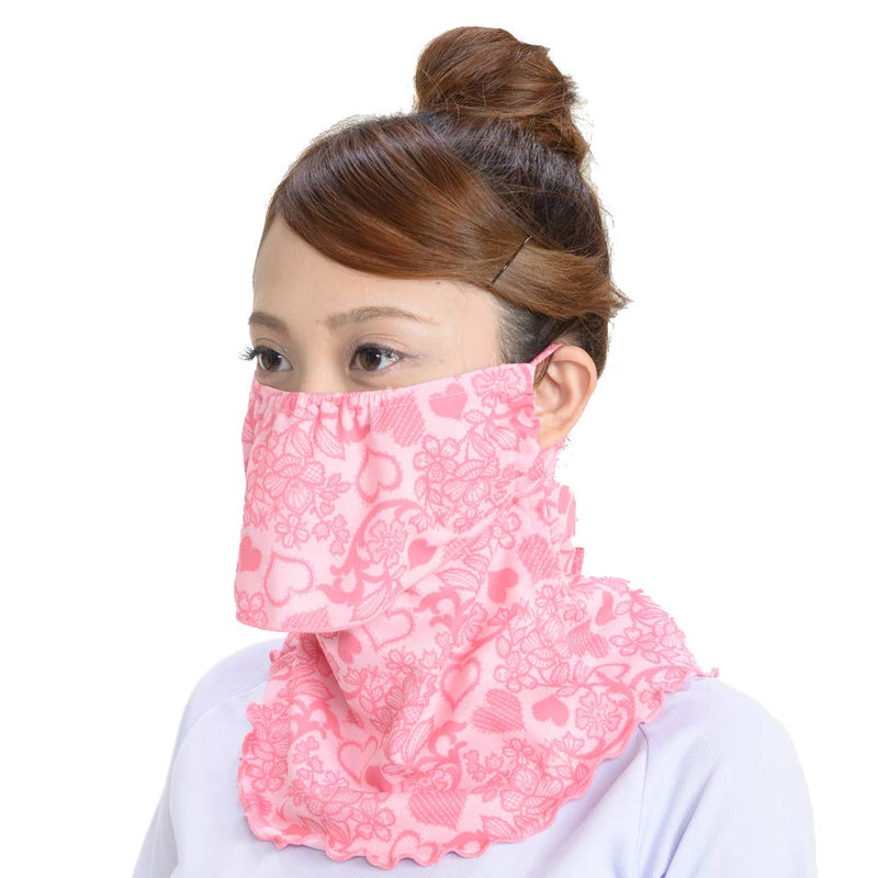 YAKeNU UV CUT MASK, Fabric Face Cover for Outdoor, Breathable Neckwear, Yake-nu 572 Frill Pink