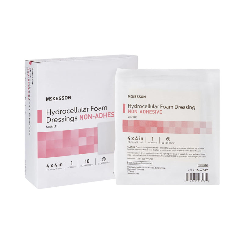 [Australia - AusPower] - McKesson Hydrocellular Foam Dressings, Sterile, Non-Adhesive, Pad 4 in x 4 in, 10 Count, 1 Pack 10 Count (Pack of 1) 