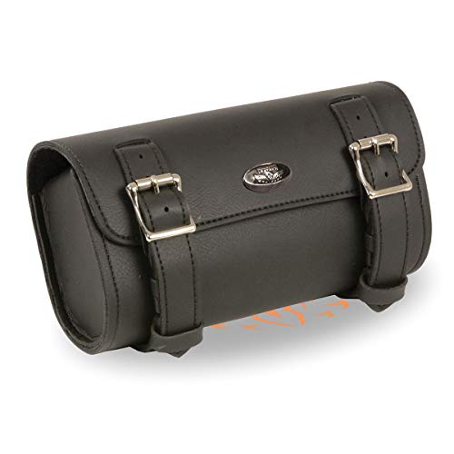 Milwaukee Leather SH49703 black large double buckle PVC tool bag with quick-release buckles