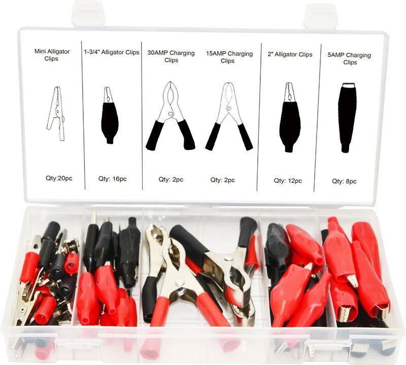 [Australia - AusPower] - SWORDFISH 61030 60pc Electrical Clip Alligator Charging Clip Electrical Test Lead Connector Assortment 