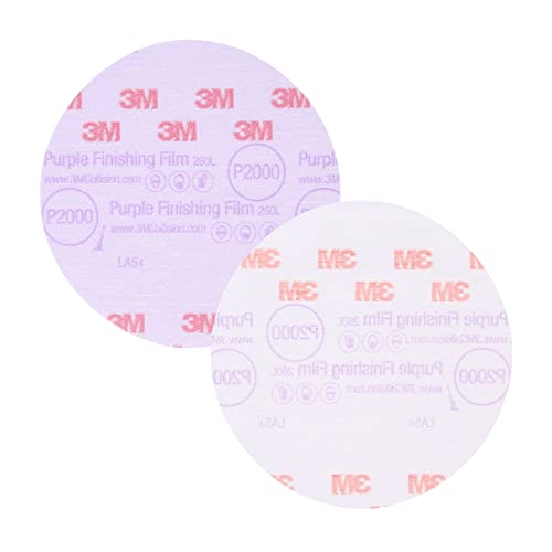 3M Hookit Purple P2000 6-inch finishing film abrasive disc for clear coat sanding and paint defect removal