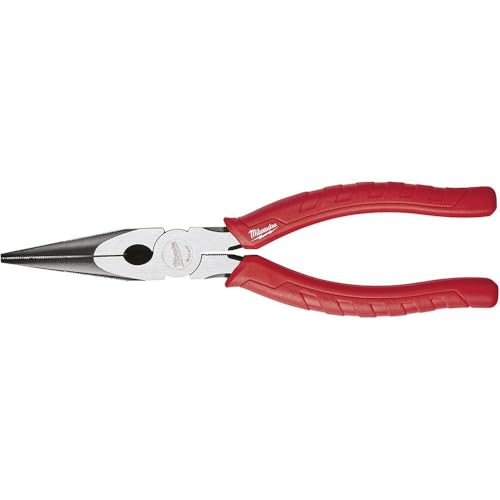 Milwaukee 48-22-6101 8-inch long nose needle-nose pliers with reaming head and fish tape pulling feature