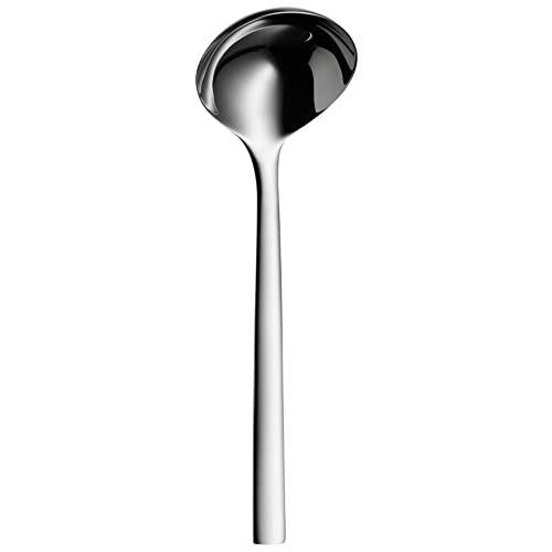 WMF Nuova Cromargan stainless steel sauce ladle for serving gravy and sauces, polished finish, single piece design.
