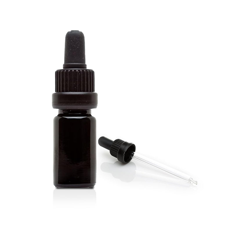 Infinity Jars 5 ml (0.17 Fl oz) UV-Black Glass Tincture Bottle & Dropper Leak‑Proof Travel Vial for Essential Oils, Serums, Micro-Doses, Herbal Extracts, 10-Pack