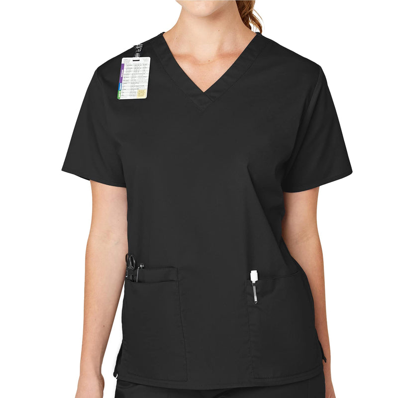 [Australia - AusPower] - WonderWink Women's V-Neck Top Large Black 