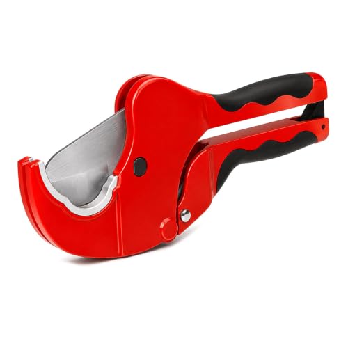 Superior Tool 37116 one-handed 2-inch PVC ratcheting pipe cutter with ergonomic handle
