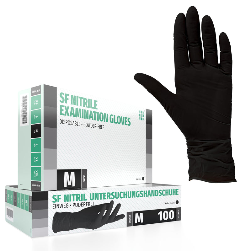 Nitrile Gloves, Box of 100 (Medium, Black) Disposable Gloves, Examination Gloves, Powder-Free, Latex, Non-Sterile, Latex-Free, Latex Free, Disposable Gloves, Black, Medium | Puderfreie Einmalhandschuhe für Tattoo, Werkstatt, Küche, Reinigung und Hausha...