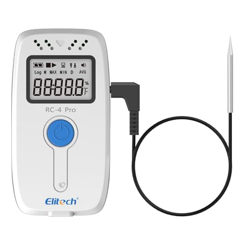 Elitech RC-4Pro Reusable Temperature Data Logger -40~85°C USB Data Logger for PDF & CSV 64000 Records with Free Software & Acoustic Alarm for Laboratory Temperature Monitoring Temperature RC-4 Pro 1
