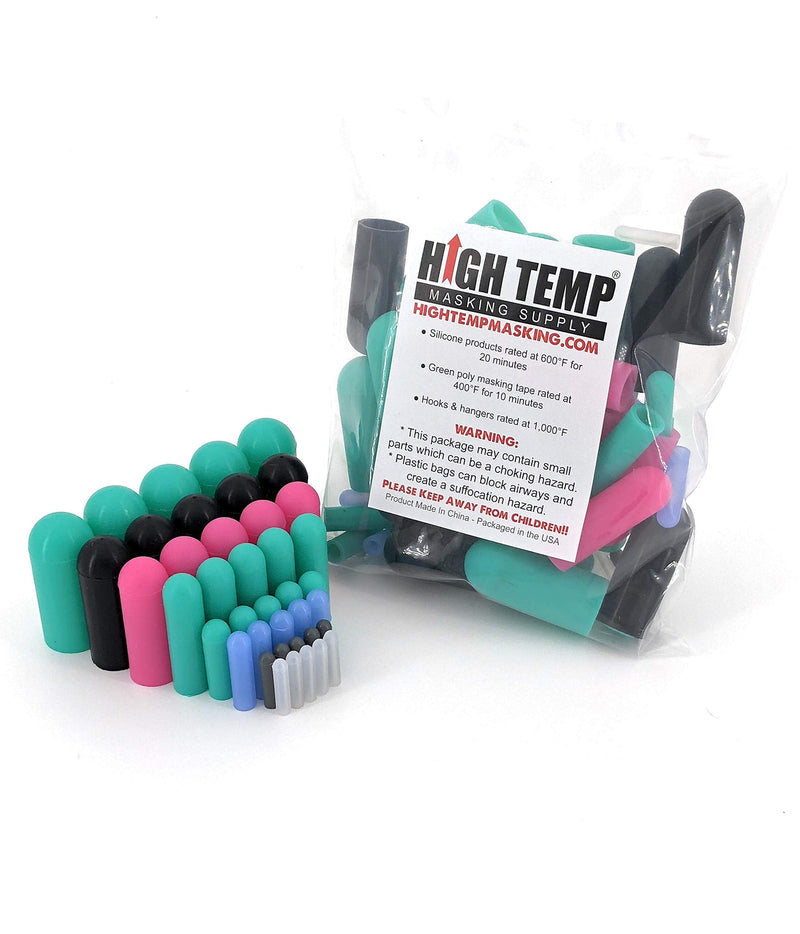 [Australia - AusPower] - 40 Piece High Temp Silicone Rubber Protective End Cap Kit - 3/32" to 3/4" for Powder Coating Custom Painting Anodizing 