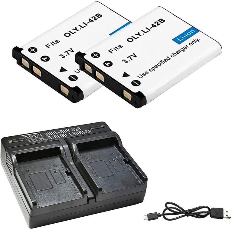 [Australia - AusPower] - Ultrapro 2-Pack LI-42B / LI-40B / LI-40C Rechargeable Batteries 3.7V High-Capacity Replacement Battery with Rapid Dual Charger for Select Olympus Digital Cameras 