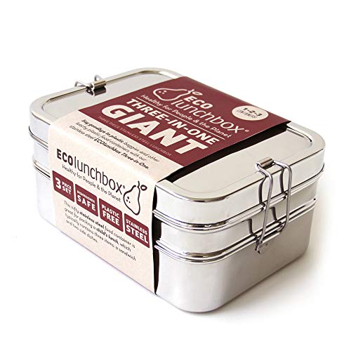 ECOlunchbox Three-in-One Giant Stainless Steel Bento Box (49 oz) – 3-Piece