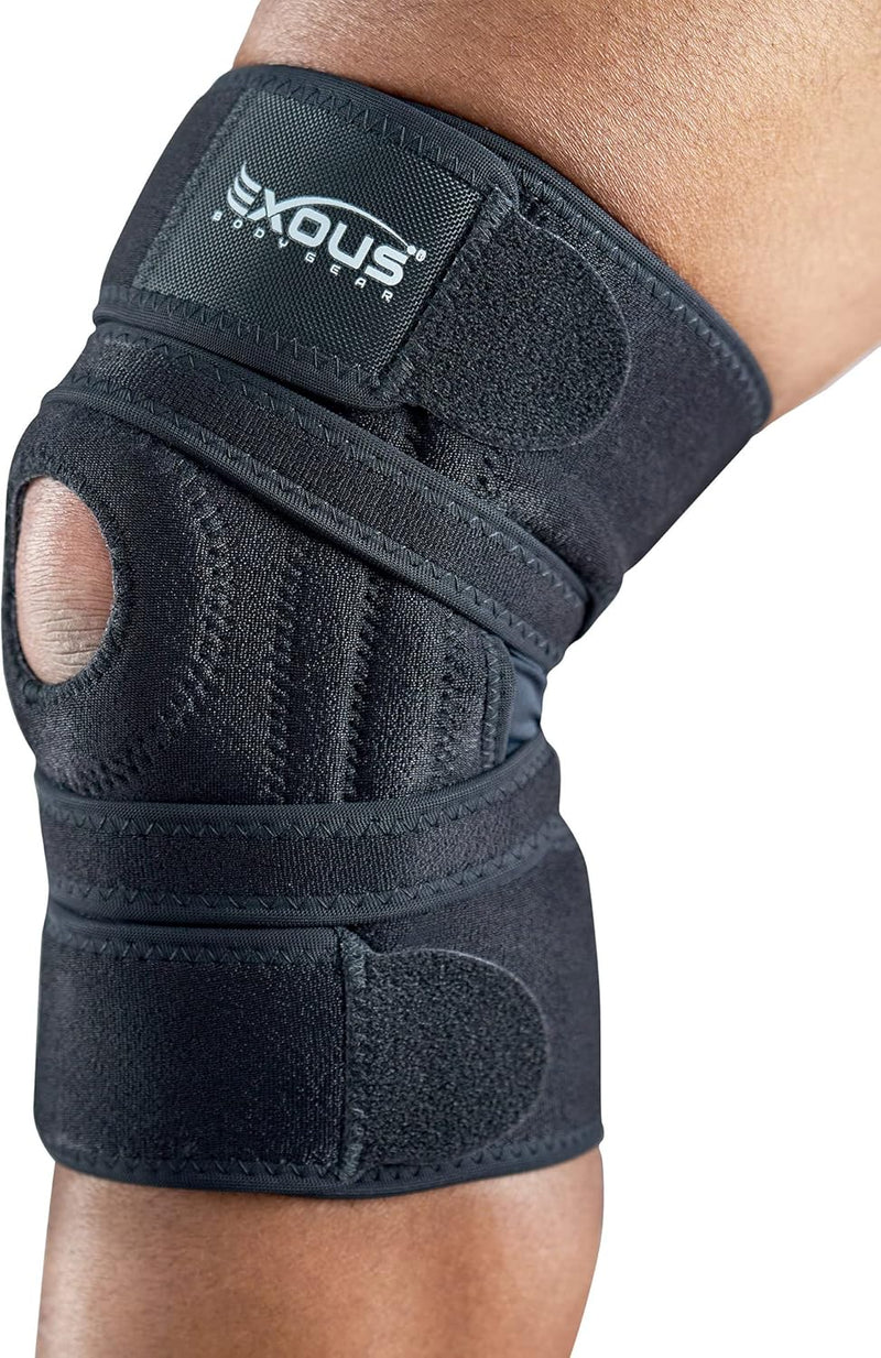 [Australia - AusPower] - Knee Brace Meniscus Tear Support For Arthritis Acl, Mcl Pain Patented 4-way Adjustable NonSlip Wraparound Strap Dual Side Stabilizer For Patella Stability Size [medium] 