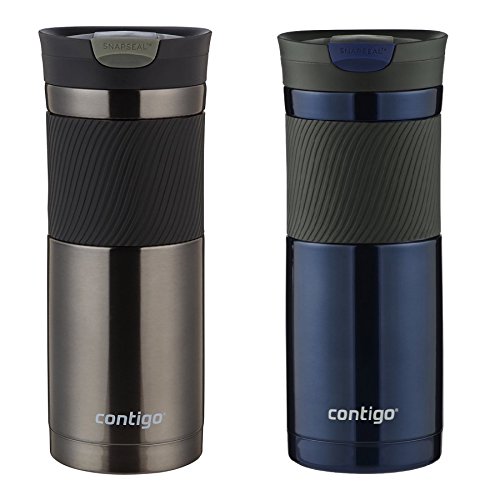 Contigo 20oz Byron SnapSeal Travel Mugs, Monaco Blue & Gunmetal