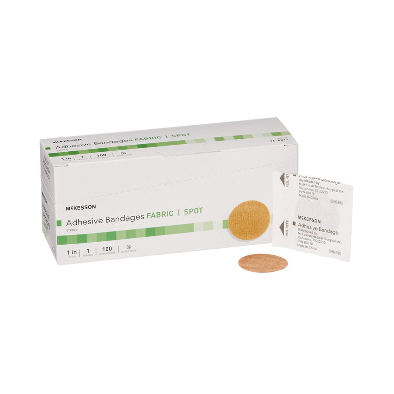 [Australia - AusPower] - McKesson Adhesive Bandages, Sterile, Fabric Spot, 1 in, 100 Count, 1 Pack 
