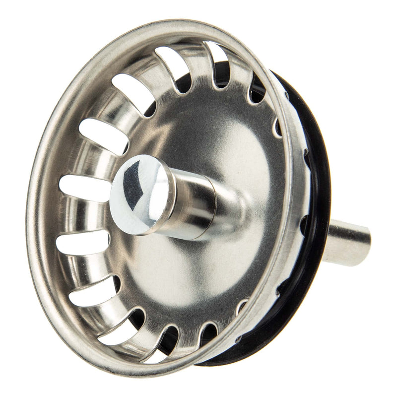 tecuro 53320 Stainless Steel Sink Drain Basket Strainer Diameter 54 mm with 8 mm Guide Rod for 1 1/2 Inch Strainer Basket Valves Including Lip Seal