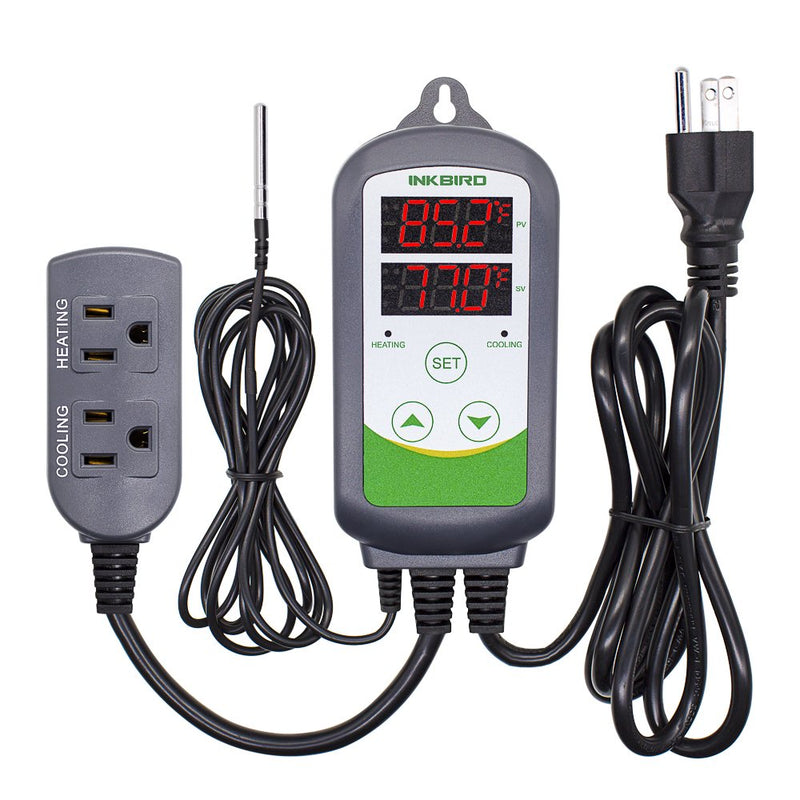 [Australia - AusPower] - Inkbird ITC-308 Digital Temperature Controller Outlet Thermostat 2-Stage 1100W with Sensor Reptile Beer Brewing Kegs Fridge Cured Meat Breeding Growing 