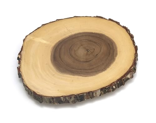 Lipper International 1010 Acacia Tree Bark Footed Server for Cheese, Crackers, and Hors D'oeuvres, Small 10" x 10" x 1.8"