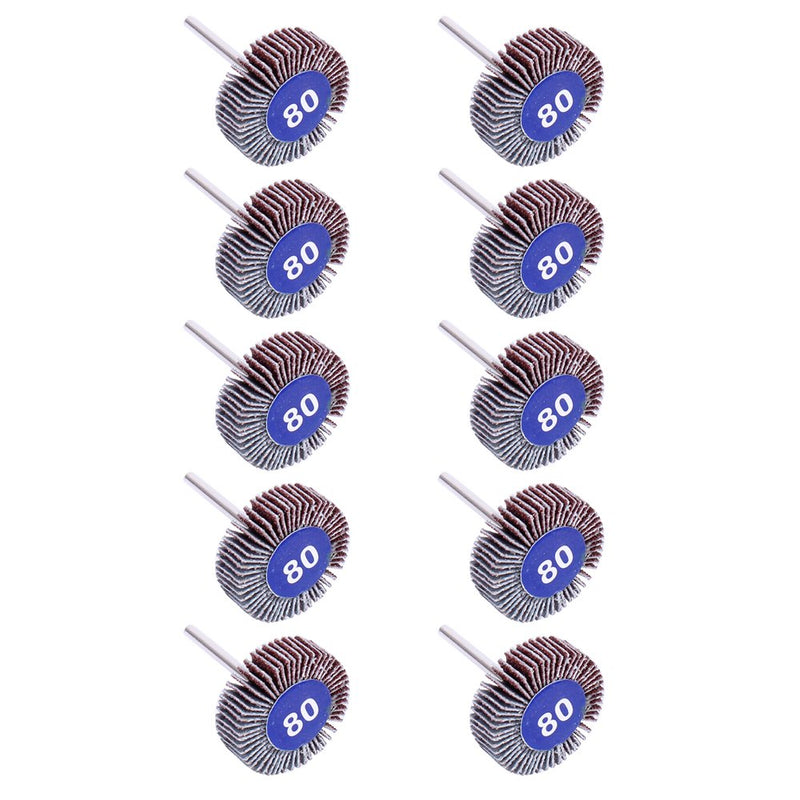 [Australia - AusPower] - AUTOTOOLHOME 10 Pack Abrasive Flap Wheel Sander 80 Grit 1/8 inch Shank for Drill Grinding Polishing Sanding Wheels Rotary Tool 