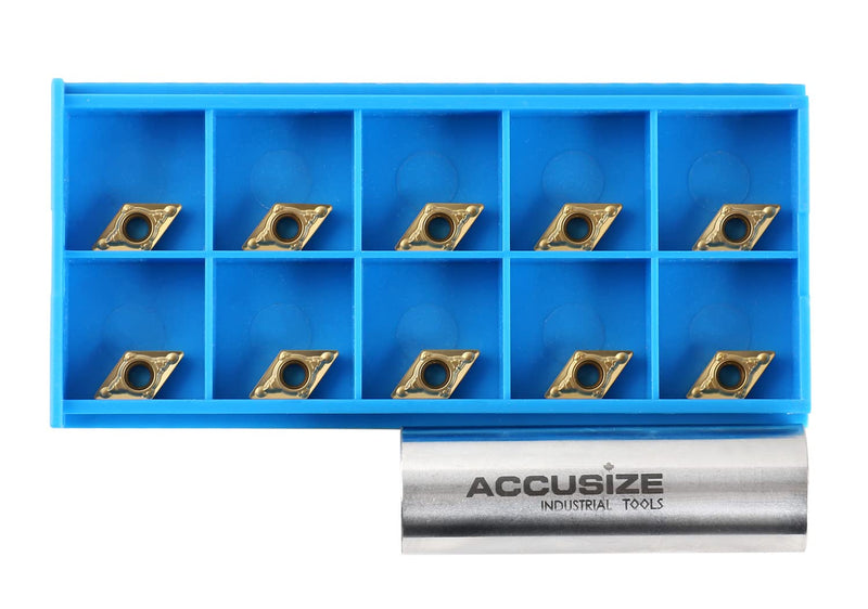 [Australia - AusPower] - Accusize Industrial Tools Dcmt21.51 Tin Coated Carbide Inserts, 10 Pcs/Box, 2104-1010 