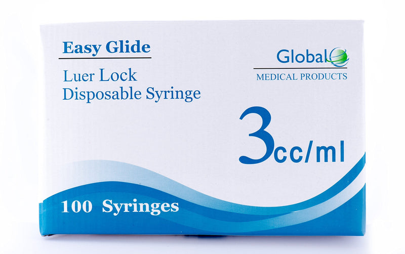 (Qty 200) EASY GLIDE 3cc Luer Lock Syringe (No Needle)