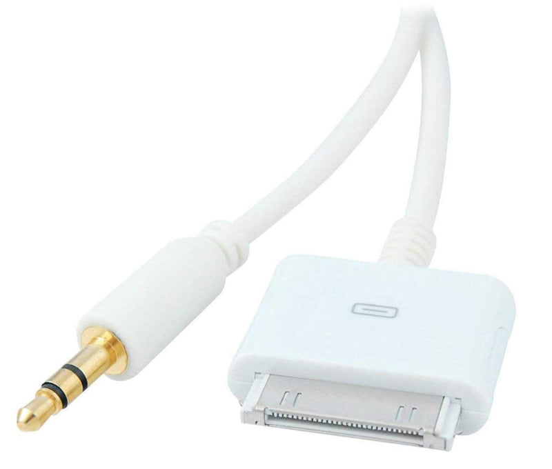[Australia - AusPower] - Stereo 3.5mm AUX Input to 30-Pin Male Dock Connector Cable Adapter (White) White 