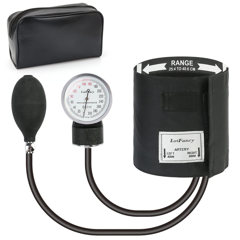 [Australia - AusPower] - LotFancy Aneroid Sphygmomanometer, Blood Pressure Monitors, Manual Blood Pressure Cuff with Zipper Case, Calibration for Accurate Readings, Adult Size Cuff (10"-16"), Black M Cuff (10"-16") 