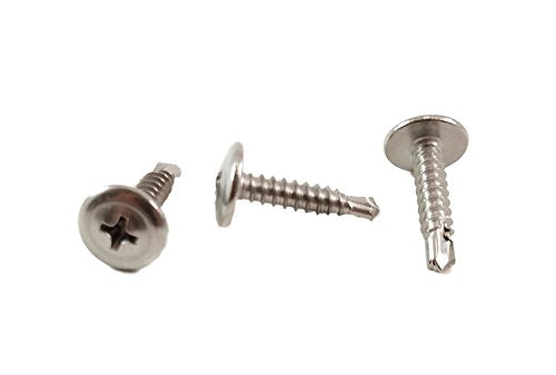 Chenango Supply #8 x 3/4-inch 410 stainless wafer head Phillips self-drilling sheet metal screws, 100 pieces