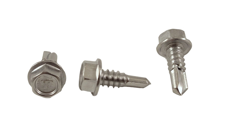 Stainless #14 x 3/4" Hex Washer Head Self Drilling Sheet Metal Tek Screws with Drill Point, (3/4" to 2-1/2" Lengths in Listing) 50 Pieces (#14 x 3/4 inch) #14 x 3/4 inch