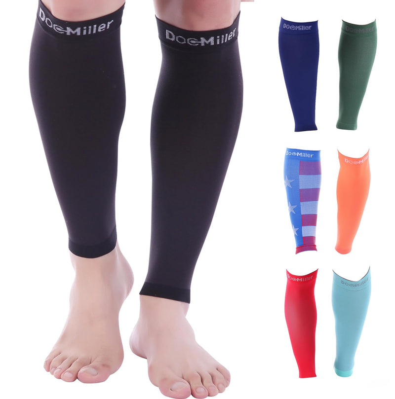 [Australia - AusPower] - Doc Miller Compression Calf Sleeve for Men & Women, Premium Medical Grade, 20-30mmHg Graduated, Shin Splints, 1 Pair Medium Black 