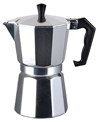 J&V TEXTILES Stovetop Espresso and Coffee Maker, Moka Pot for Classic Italian and Cuban Café Brewing, Cafeteria, (9-Cup) 9-Cup