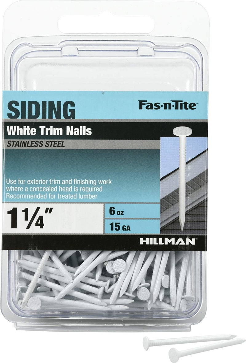 [Australia - AusPower] - 461819 White Painted Stainless Steel Trim Nails, 1-1/4", 6 oz. Pack 