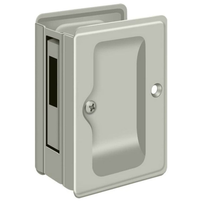 Deltana SDAR325U15 Heavy Duty Pocket Lock; Adjustable; 3-1/4" x 2 1/4" Sliding Door Receiver; Satin Nickel Finish
