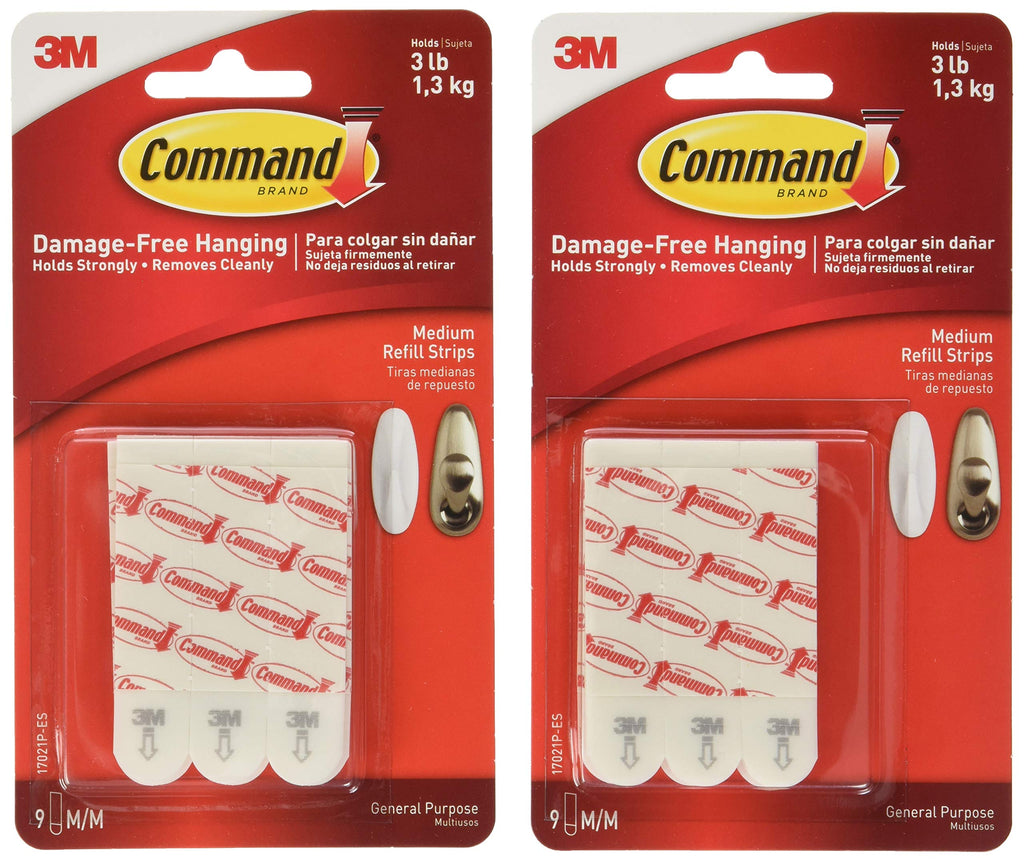 Command Medium Mounting Refill Strips, 18-Strip White 18 Medium Strips