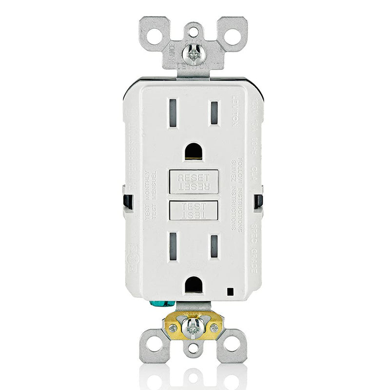 [Australia - AusPower] - Leviton GFCI Outlet, 15 Amp, Self Test, Tamper-Resistant with LED Indicator Light, Protection from Electric Shock and Electrocution, GFTR1-W, White 
