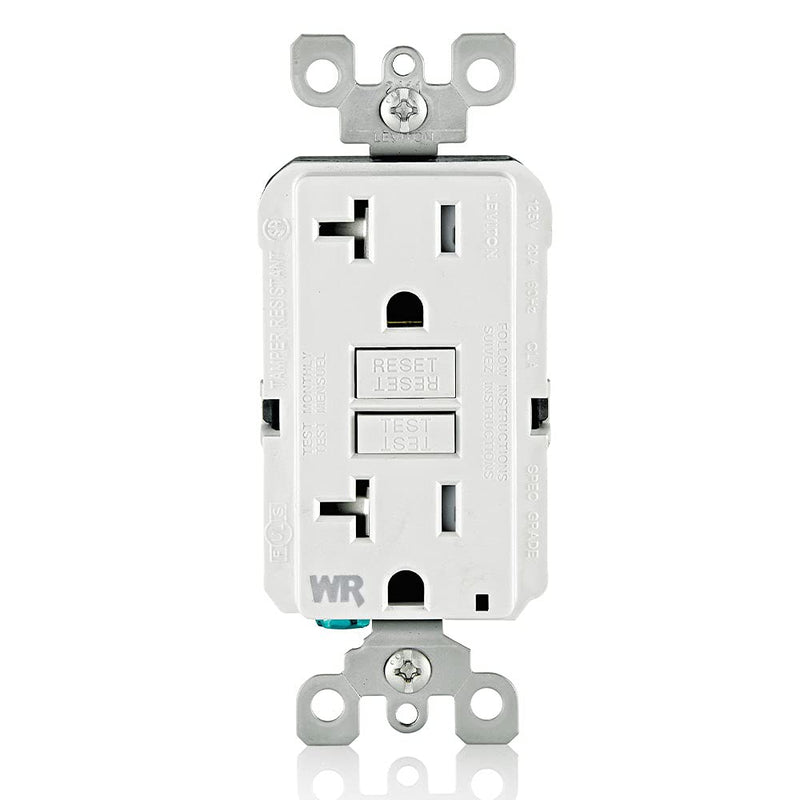 [Australia - AusPower] - Leviton GFWT2-W Self-test SmartlockPro Slim GFCI Weather-Resistant and Tamper-Resistant Receptacle with LED Indicator, 20-Amp, White 20 Amp 
